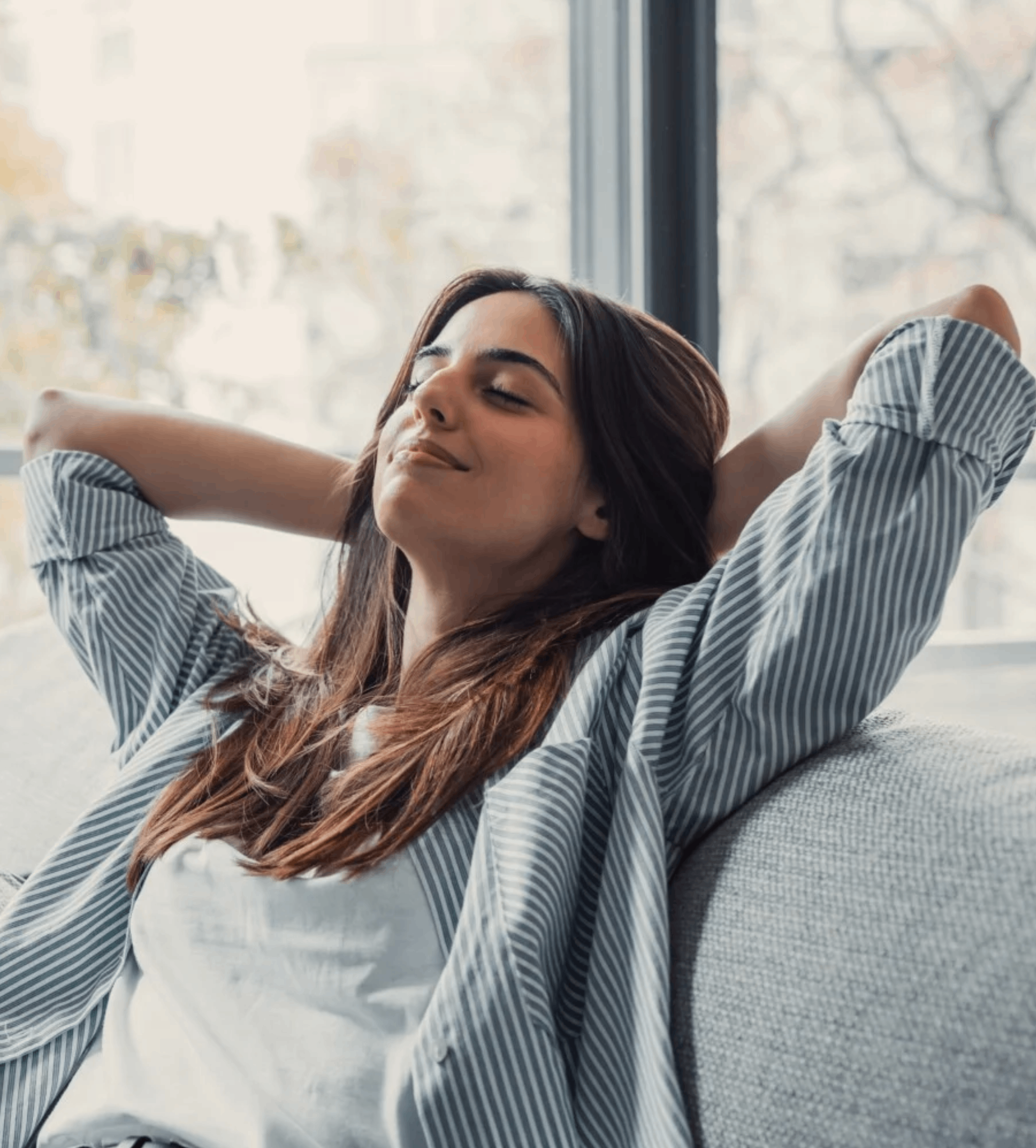 Woman relaxing peacefully